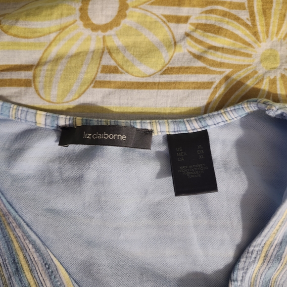 Liz Claiborne Light Blue and Cream Striped Blouse - Picture 4 of 6
